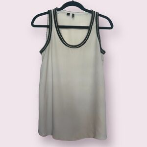 MANGO White Good Chain Embellished Tank Blouse